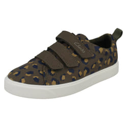 Boys Clarks Machine Washable Casual Shoes City Vibe - F Fit - Green, UK 11.5 Child
