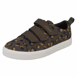 Boys Clarks Machine Washable Casual Shoes City Vibe - G Fit - Green, UK 12.5 Child