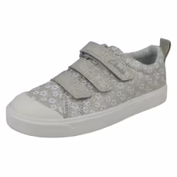 Girls Clarks Machine Washable Casual Shoes City Vibe - G Fit - Silver, UK 12.5 Child