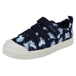 Boys Clarks Machine Washable Casual Shoes City Vibe - G Fit - Navy, UK 11.5 Child