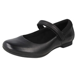 Girls Clarks Formal School Shoes Scala Dawn - G Fit - Black, UK 13.5 Child