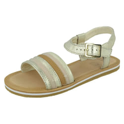 Girls Clarks Casual Sandals Finch Stride - F Fit - Gold, UK 12.5 Child
