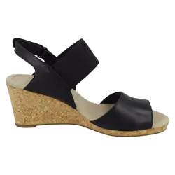 Ladies Clarks Wedged Heel Sandals Lafley Rosen - D Fit - Black, UK 7