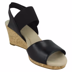 Ladies Clarks Wedged Heel Sandals Lafley Rosen - D Fit - Black, UK 8