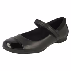 Girls Clarks Mary Jane Style School Shoes Scala Gem Y - E Fit - Black, UK 1 Child