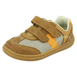 Boys Clarks Hook & Loop Casual Shoe Flash Metra - F Fit - Brown, UK 5.5 Infant
