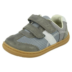 Boys Clarks Hook & Loop Casual Shoe Flash Metra - F Fit - Grey, UK 3 Infant