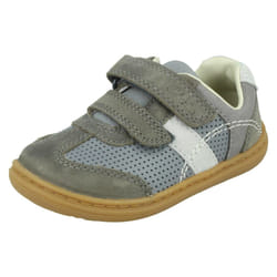 Boys Clarks Hook & Loop Casual Shoe Flash Metra - G Fit - Grey, UK 3 Infant