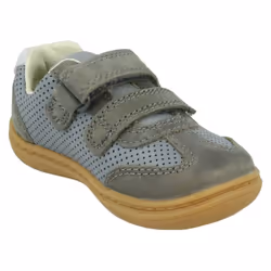 Boys Clarks Hook & Loop Casual Shoe Flash Metra - G Fit - Grey, UK 4 Infant