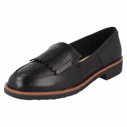Ladies Clarks Slip On Casual Shoes Griffin Kilt - D Fit - Black, UK 3