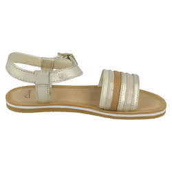 Girls Clarks Casual Sandals Finch Stride - F Fit - Gold, UK 5 Child