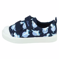 Boys Clarks Casual Shoes City Bright - F Fit - Navy Interest, UK 4 Infant