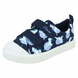 Boys Clarks Casual Shoes City Bright - F Fit - Navy Interest, UK 4.5 Infant