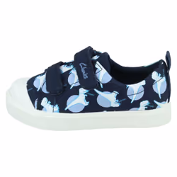 Boys Clarks Casual Shoes City Bright - F Fit - Navy Interest, UK 4.5 Infant