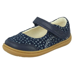 Girls Clarks Casual Shoes Flash Bright - G Fit - Navy, UK 4 Infant