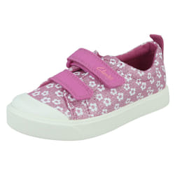 Girls Clarks Casual Shoes City Bright - F Fit - Pink, UK 6 Infant