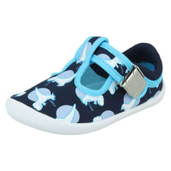 Boys Clarks T Bar Casual Shoe Roamer Sun T - G Fit - Navy, UK 3 Infant