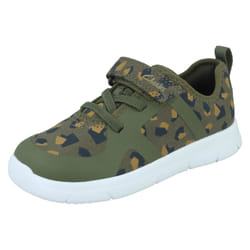 Childrens Unisex Clarks Casual Trainers Ath Flux T - F Fit - Green, UK 4 Infant