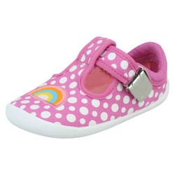 Girls Clarks T Bar Casual Shoe Roamer Sun T - G Fit - Pink, UK 5.5 Infant