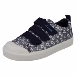 Girls Clarks Machine Washable Casual Shoes City Vibe - F Fit - Navy, UK 13.5 Child