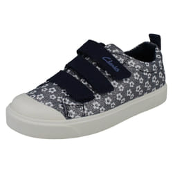 Girls Clarks Machine Washable Casual Shoes City Vibe - F Fit - Navy, UK 13.5 Child