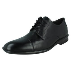 Mens Clarks Formal Shoes Bensley Cap - G Fit - Black, UK 11