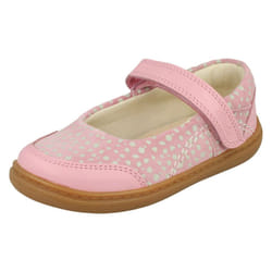 Girls Clarks Mary Jane Shoes Flash Stripe - G Fit - Pink, UK 7.5 Infant