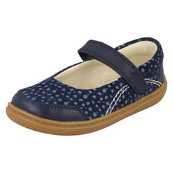 Girls Clarks Mary Jane Shoes Flash Stripe - G Fit - Navy, UK 9 Child