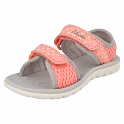 Boys Clarks Casual Strapped Sandals Surfing Wave - F Fit - Pink, UK 6 Infant