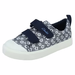Girls Clarks Casual Shoes City Bright - F Fit - Navy, UK 9.5 Child