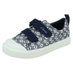 Girls Clarks Casual Shoes City Bright - G Fit - Navy, UK 5.5 Infant