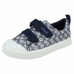 Girls Clarks Casual Shoes City Bright - G Fit - Navy, UK 7.5 Infant