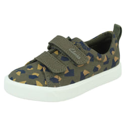 Boys Clarks Casual Shoes City Bright - F Fit - Green, UK 5 Infant