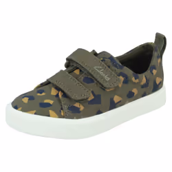 Boys Clarks Casual Shoes City Bright - F Fit - Green, UK 7.5 Infant