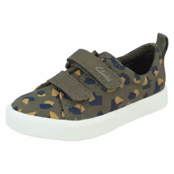 Boys Clarks Casual Shoes City Bright - G Fit - Green, UK 5 Infant