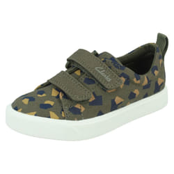 Boys Clarks Casual Shoes City Bright - G Fit - Green, UK 7.5 Infant