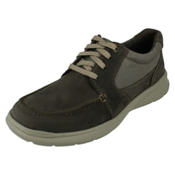 Mens Clarks Casual Shoes Cotrell Lane - G Fit - Green, UK 7