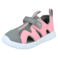Childrens Clarks Casual Summer Sandals Ath Surf T - F Fit - Pink, UK 4 Infant