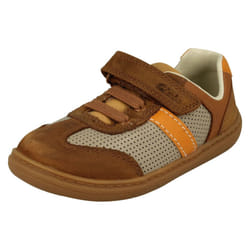 Boys Clarks Elasticated Lace Detailed Shoes Flash Step T - F Fit - Tan, UK 9.5 Child