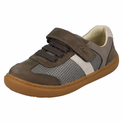 Boys Clarks Hook & Loop Shoes Flash Step K - G Fit - Grey, UK 12 Child