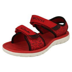 Girls Clarks Casual Summer Sandals Surfing Sea - F Fit - Red, UK 13.5 Child