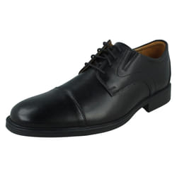 Mens Clarks Formal Lace Up Shoes Whiddon Cap - Black, UK 8.5