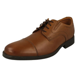 Mens Clarks Formal Lace Up Shoes Whiddon Cap - Tan, UK 9