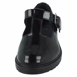 Girls Clarks T-Bar School Shoes Loxham Shine - Black, UK 4.5 Child