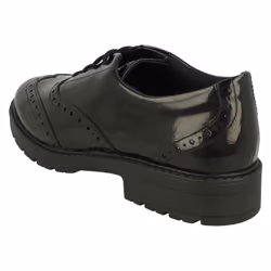 Girls Clarks Lace Up Brogue Detailed School Shoes Loxham Brogue Y - Black, UK 3 Child