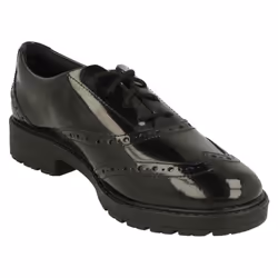 Girls Clarks Lace Up Brogue Detailed School Shoes Loxham Brogue Y - Black, UK 5.5 Child