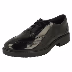 Girls Clarks Lace Up Brogue Detailed School Shoes Loxham Brogue Y - Black, UK 6 Child