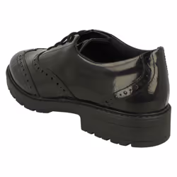 Girls Clarks Lace Up Brogue Detailed School Shoes Loxham Brogue Y - Black, UK 9 Junior