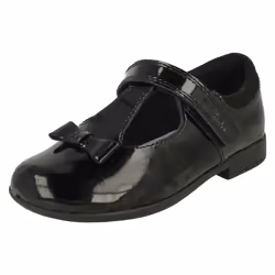 Girls Clarks Bow Detailed School Shoes Scala Hope - Black, UK 10.5 Child