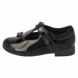 Girls Clarks Bow Detailed School Shoes Scala Hope - Black, UK 11 Child